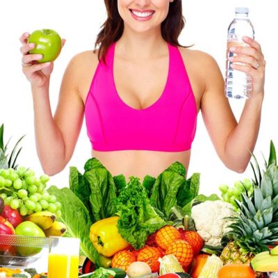 Picture of woman with healthy food